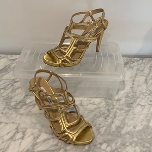 Diane Von Furstenberg (DVF) Caged Gold Heels